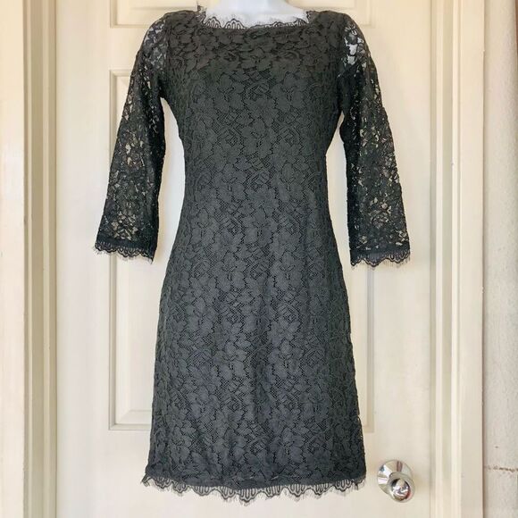 Diane Von Furstenberg Zarita Black Lace Sheath Dress - Picture 2 of 15